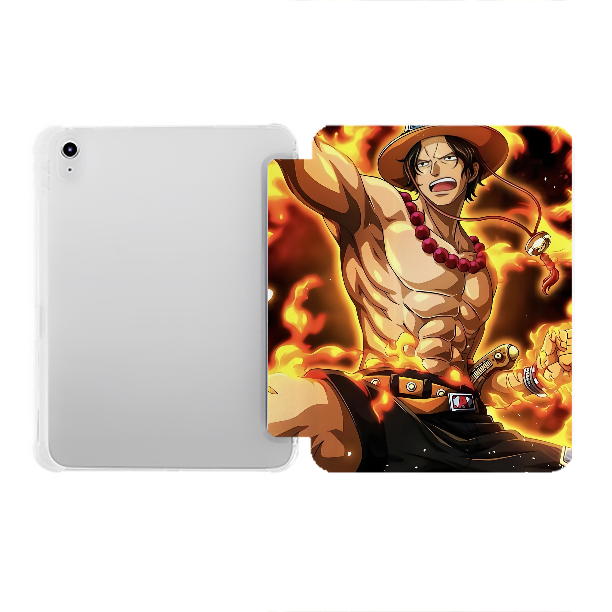 （画像用） ワンピース ONE PIECE IPad ケース ペン収納付き 三つ折りスタンド PUレザー×シリコン 対応機種9.5/10.5/10.9インチ